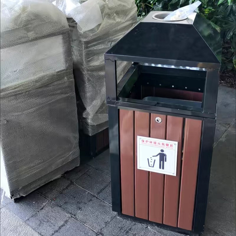 公園景區復古垃圾箱批發 鍍鋅板環衛垃圾箱 大號商用室外垃圾箱